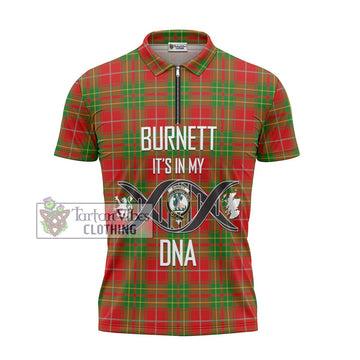 Burnett Tartan Zipper Polo Shirt with Family Crest DNA In Me Style