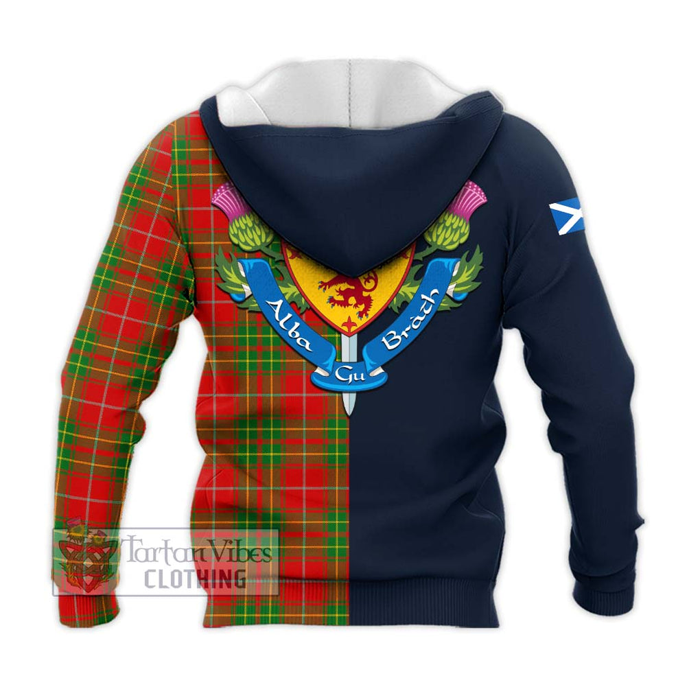 Tartan Vibes Clothing Burnett Ancient Tartan Knitted Hoodie with Scottish Lion Royal Arm Half Style