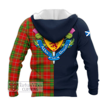 Burnett Tartan Knitted Hoodie Alba with Scottish Lion Royal Arm Half Style