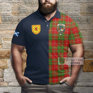 Burnett Tartan Polo Shirt Alba with Scottish Lion Royal Arm Half Style