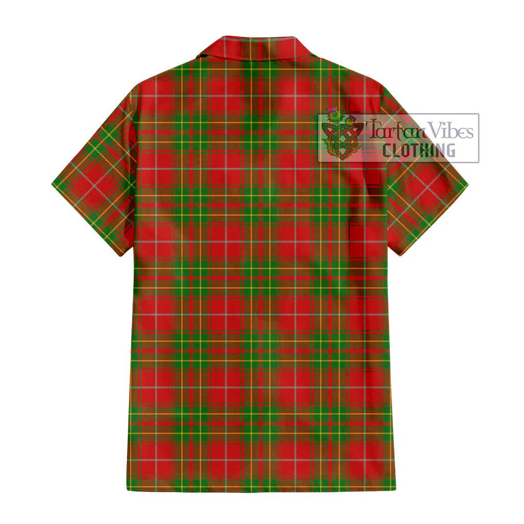 Burnett Tartan Short Sleeve Button Shirt with Family Crest DNA In Me Style - Tartanvibesclothing Shop