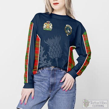 Burnett Ancient Tartan Sweatshirt with Family Crest and Scottish Thistle Vibes Sport Style