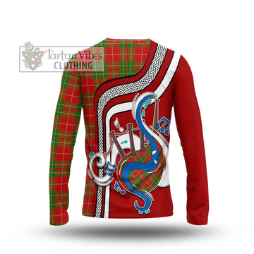 Burnett Tartan Long Sleeve T-Shirt with Epic Bagpipe Style