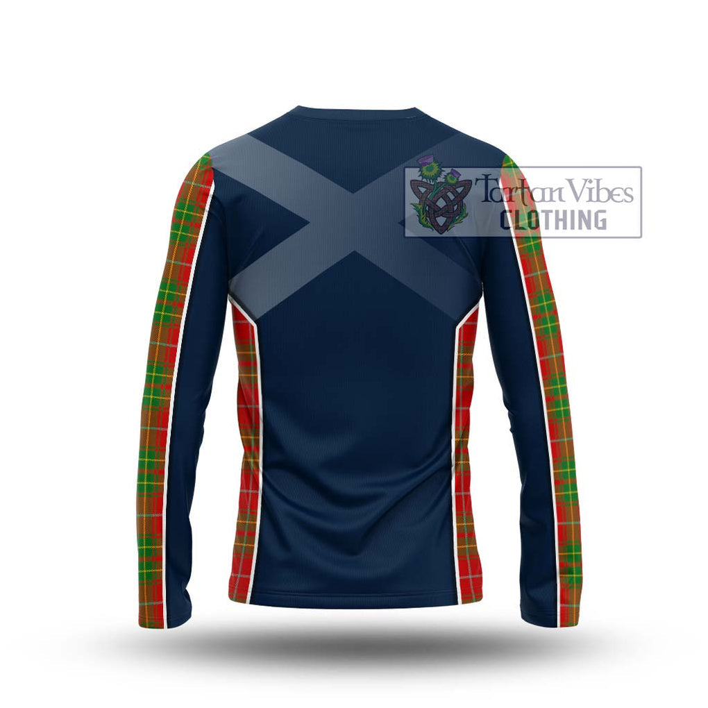 Burnett Tartan Long Sleeve T-Shirt with Family Crest and Lion Rampant Vibes Sport Style - Tartan Vibes Clothing