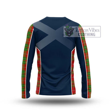 Burnett Tartan Long Sleeve T-Shirt with Family Crest and Lion Rampant Vibes Sport Style