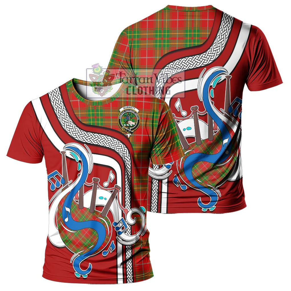 Burnett Tartan T-Shirt with Epic Bagpipe Style - Tartanvibesclothing Shop