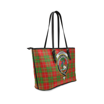 Burnett Ancient Tartan Leather Tote Bag with Family Crest