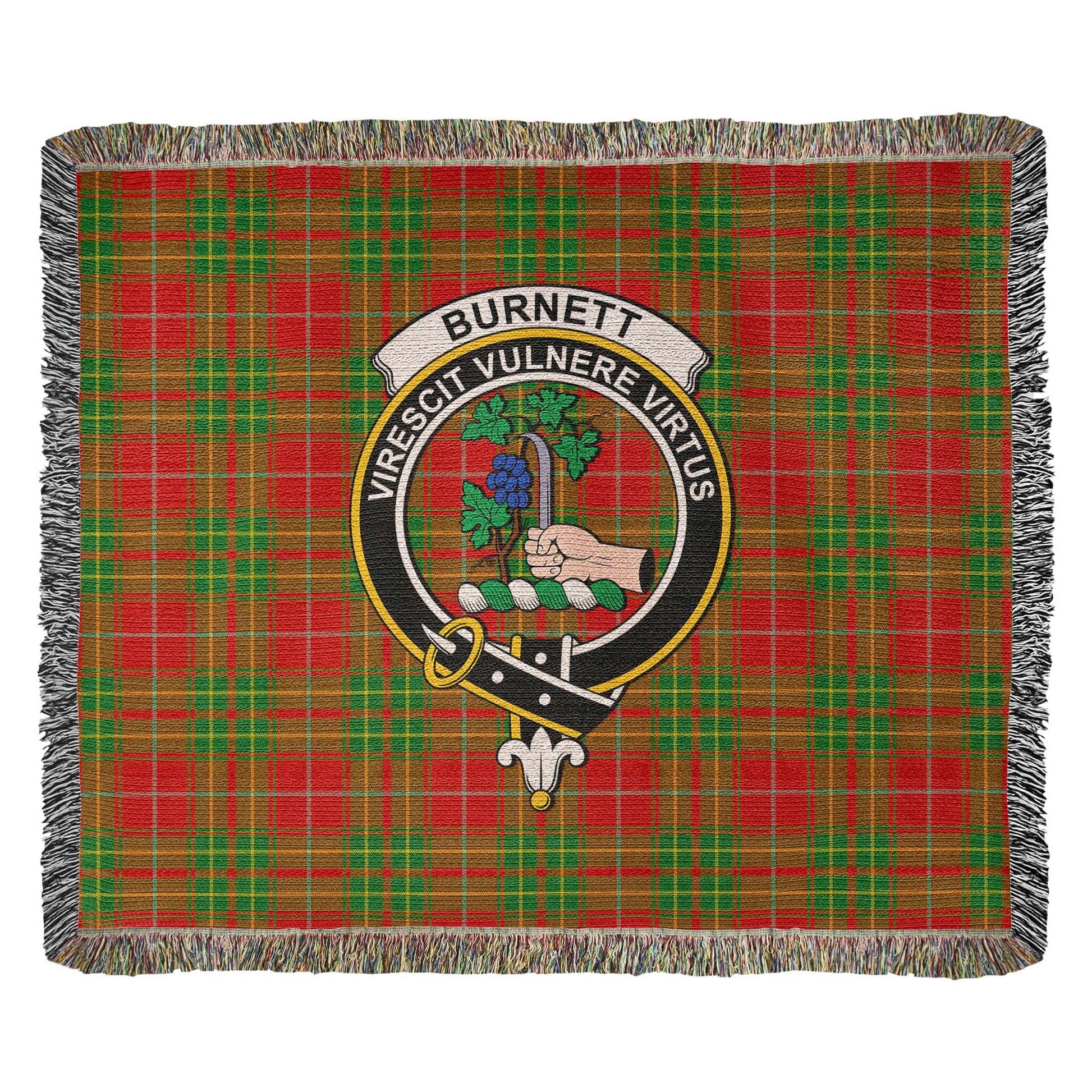 Tartan Vibes Clothing Burnett Ancient Tartan Woven Blanket with Family Crest