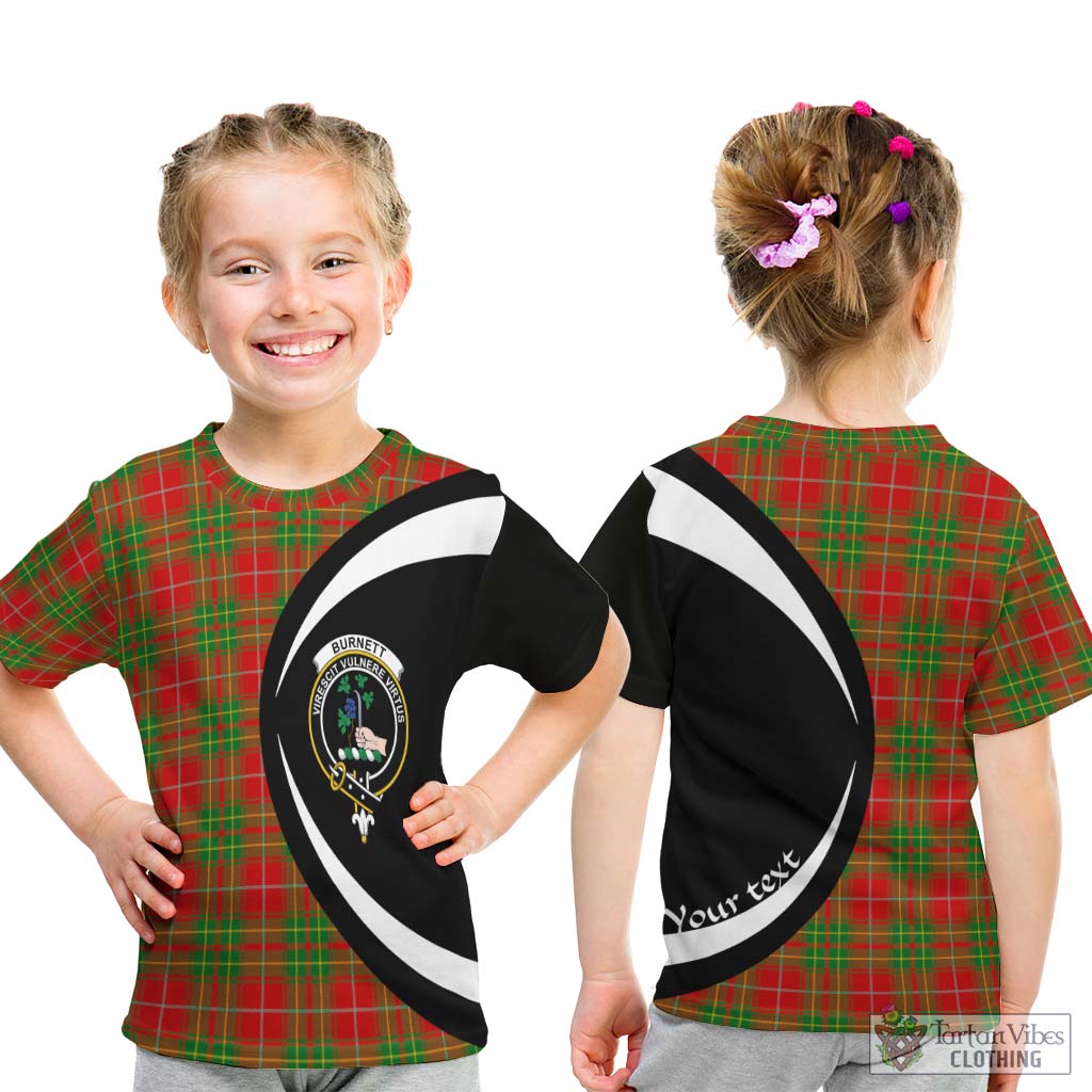 Burnett Tartan Kid T-Shirt with Family Crest Circle Style - Tartan Vibes Clothing