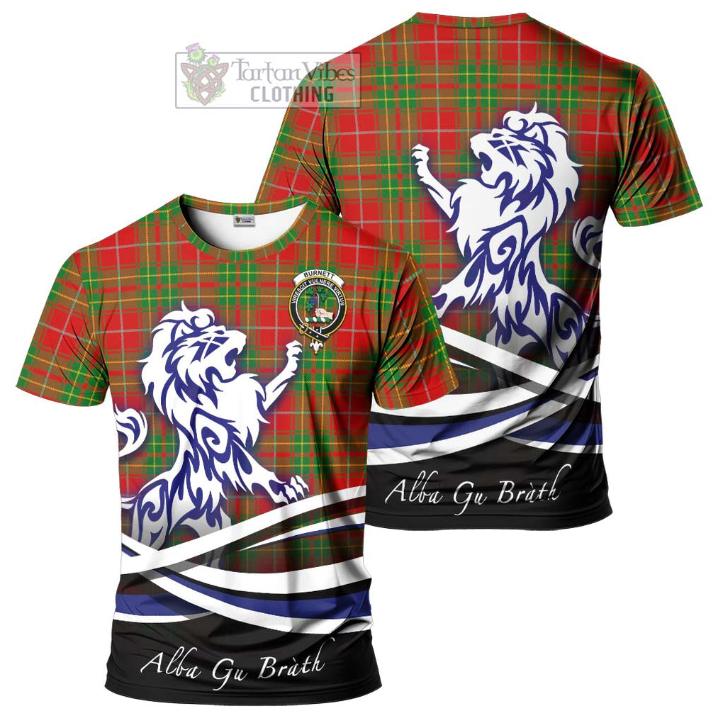 Tartan Vibes Clothing Burnett Ancient Tartan Cotton T-shirt with Alba Gu Brath Regal Lion Emblem