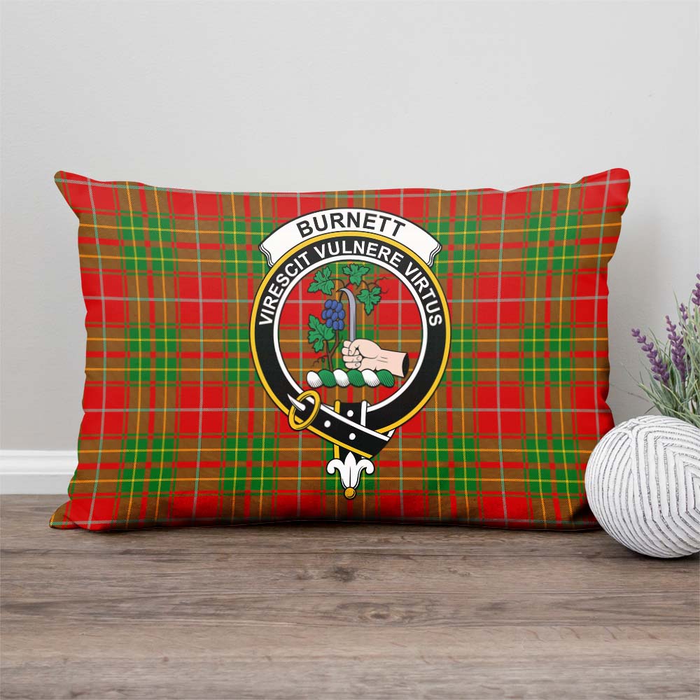 Burnett Ancient Tartan Pillow Cover with Family Crest Rectangle Pillow Cover - Tartanvibesclothing