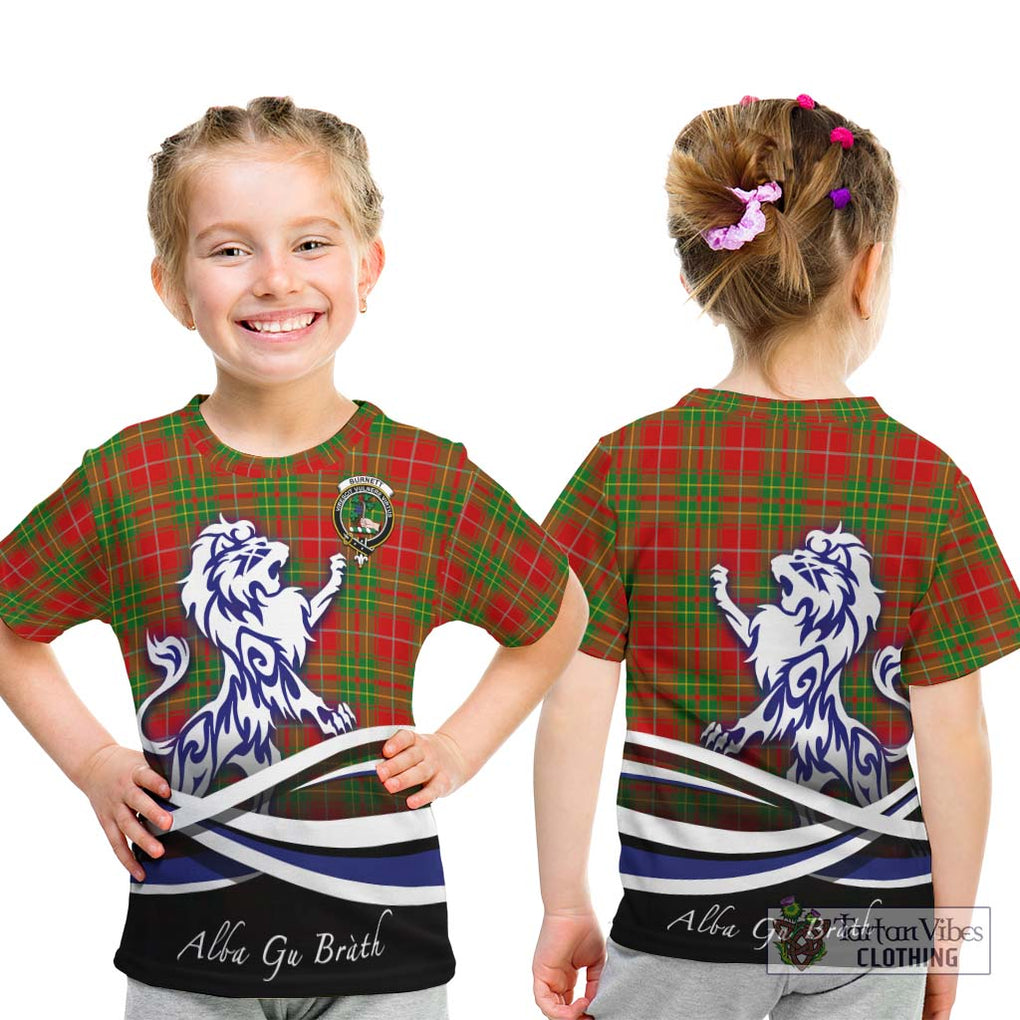 Burnett Tartan Kid T-Shirt with Alba Gu Brath Regal Lion Emblem - Tartanvibesclothing Shop