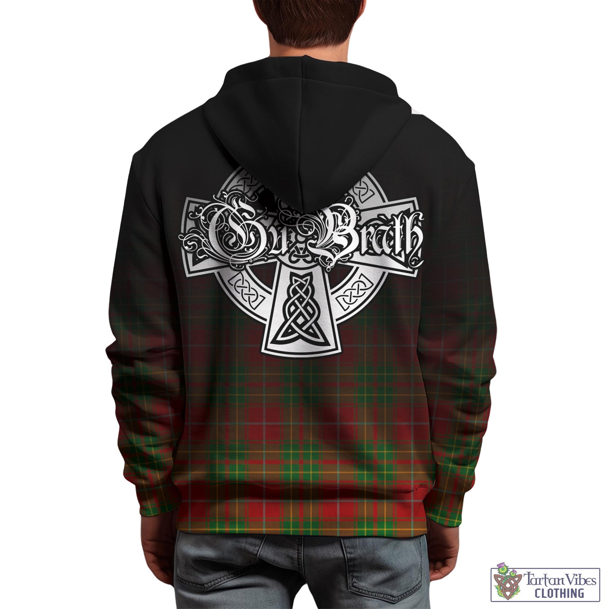 Tartan Vibes Clothing Burnett Ancient Tartan Hoodie Featuring Alba Gu Brath Family Crest Celtic Inspired