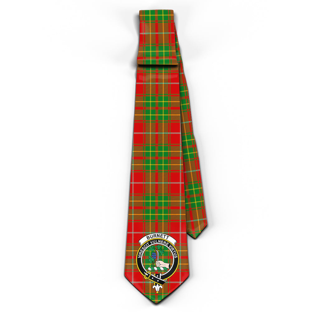 Burnett Tartan Classic Necktie with Family Crest - Tartan Vibes Clothing