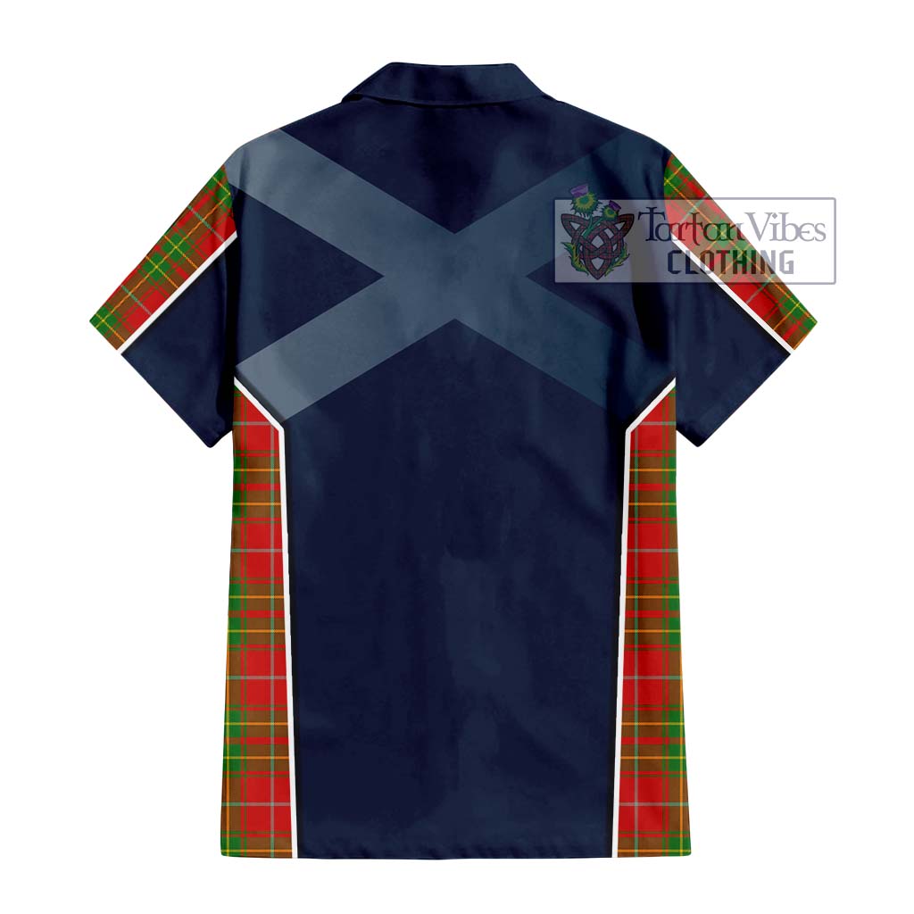 Tartan Vibes Clothing Burnett Ancient Tartan Short Sleeve Button Shirt with Family Crest and Lion Rampant Vibes Sport Style