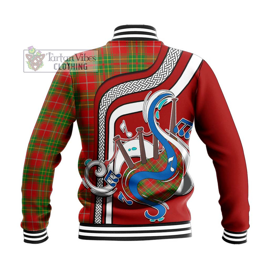 Tartan Vibes Clothing Burnett Ancient Tartan Baseball Jacket with Epic Bagpipe Style