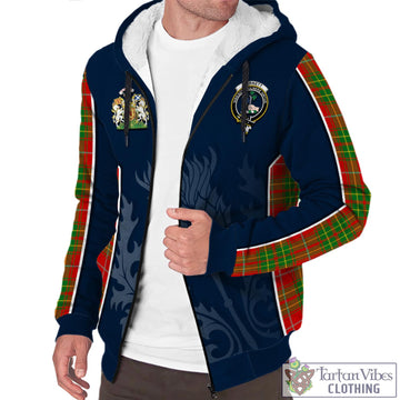 Burnett Ancient Tartan Sherpa Hoodie with Family Crest and Scottish Thistle Vibes Sport Style