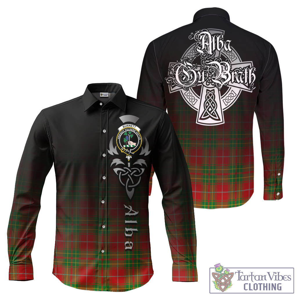 Tartan Vibes Clothing Burnett Ancient Tartan Long Sleeve Button Up Featuring Alba Gu Brath Family Crest Celtic Inspired