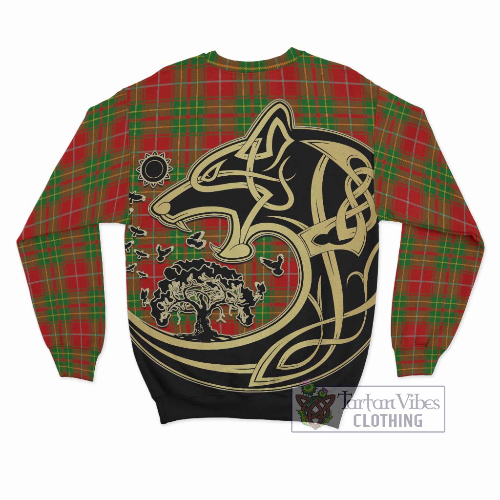 Tartan Vibes Clothing Burnett Ancient Tartan Sweatshirt with Family Crest Celtic Wolf Style