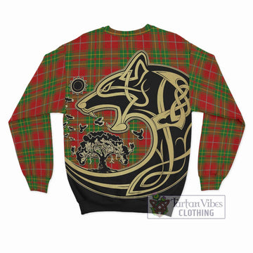 Burnett Ancient Tartan Sweatshirt with Family Crest Celtic Wolf Style