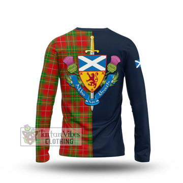 Burnett Tartan Long Sleeve T-Shirt Alba with Scottish Lion Royal Arm Half Style