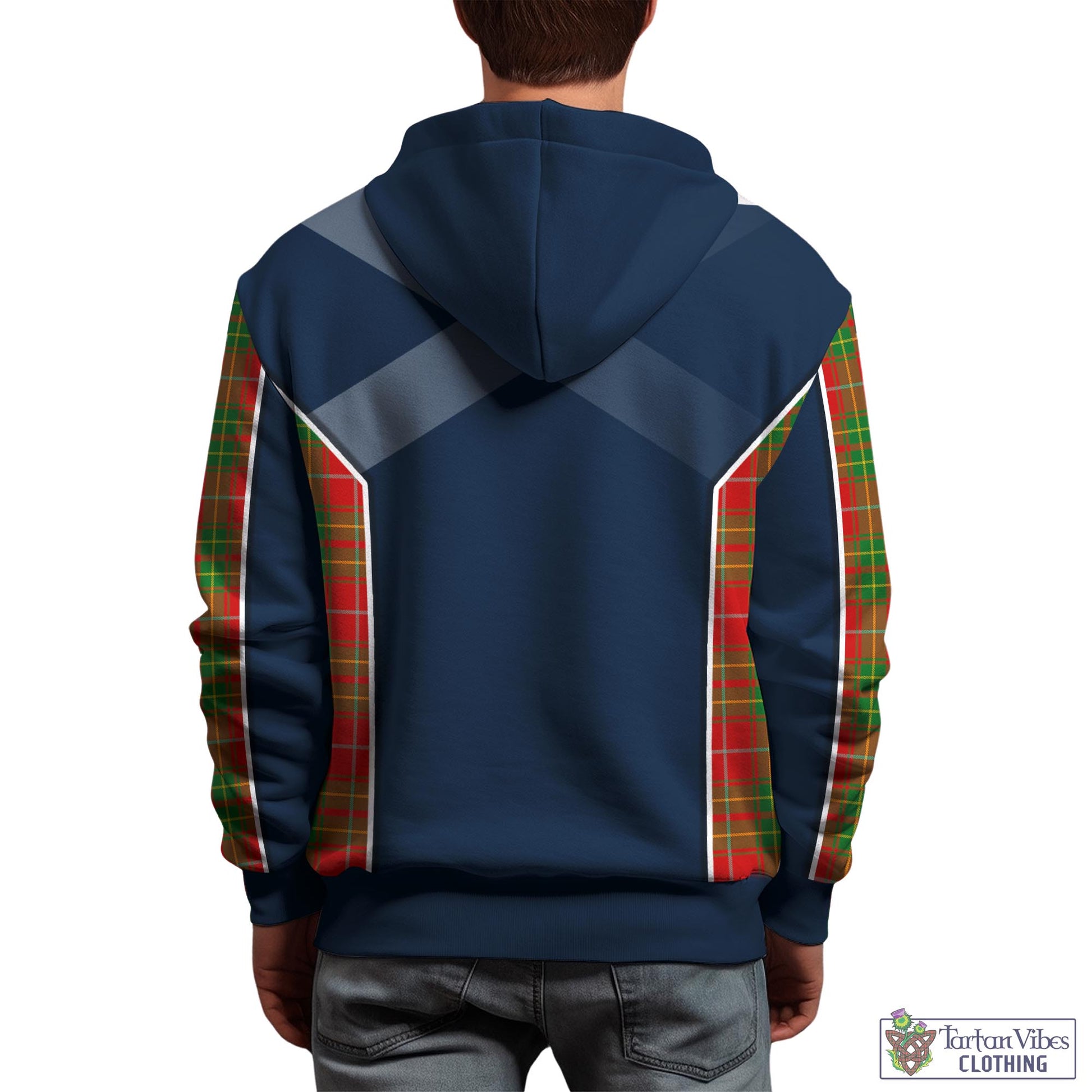 Tartan Vibes Clothing Burnett Ancient Tartan Hoodie with Family Crest and Scottish Thistle Vibes Sport Style