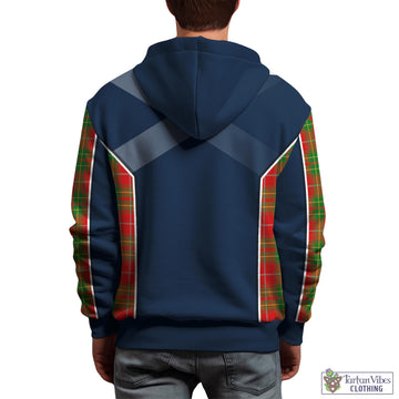 Burnett Ancient Tartan Hoodie with Family Crest and Scottish Thistle Vibes Sport Style