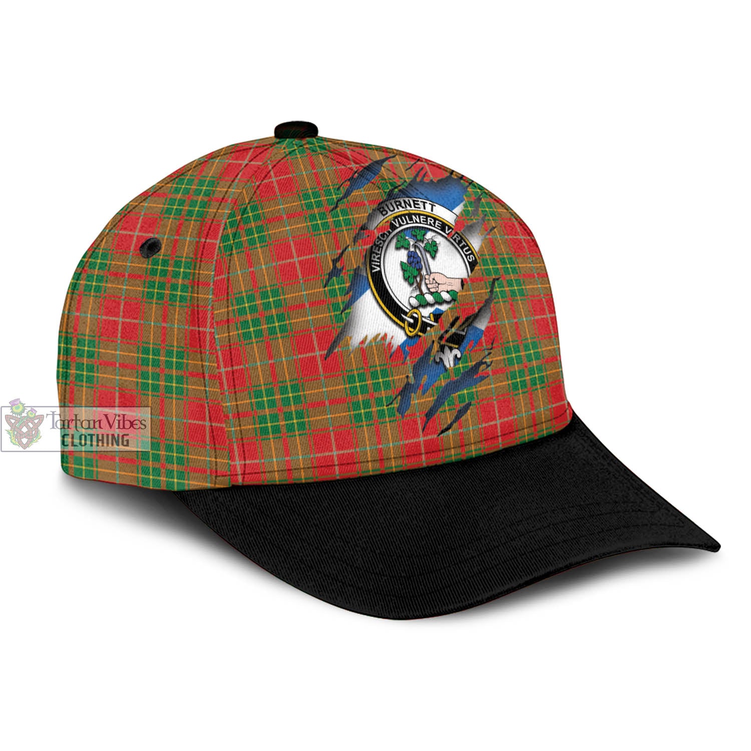 Tartan Vibes Clothing Burnett Ancient Tartan Classic Cap with Family Crest In Me Style