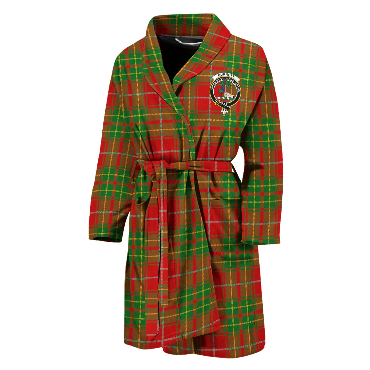 Burnett Tartan Bathrobe with Family Crest Unisex M - Tartan Vibes Clothing