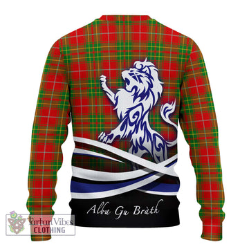 Burnett Tartan Knitted Sweater with Alba Gu Brath Regal Lion Emblem