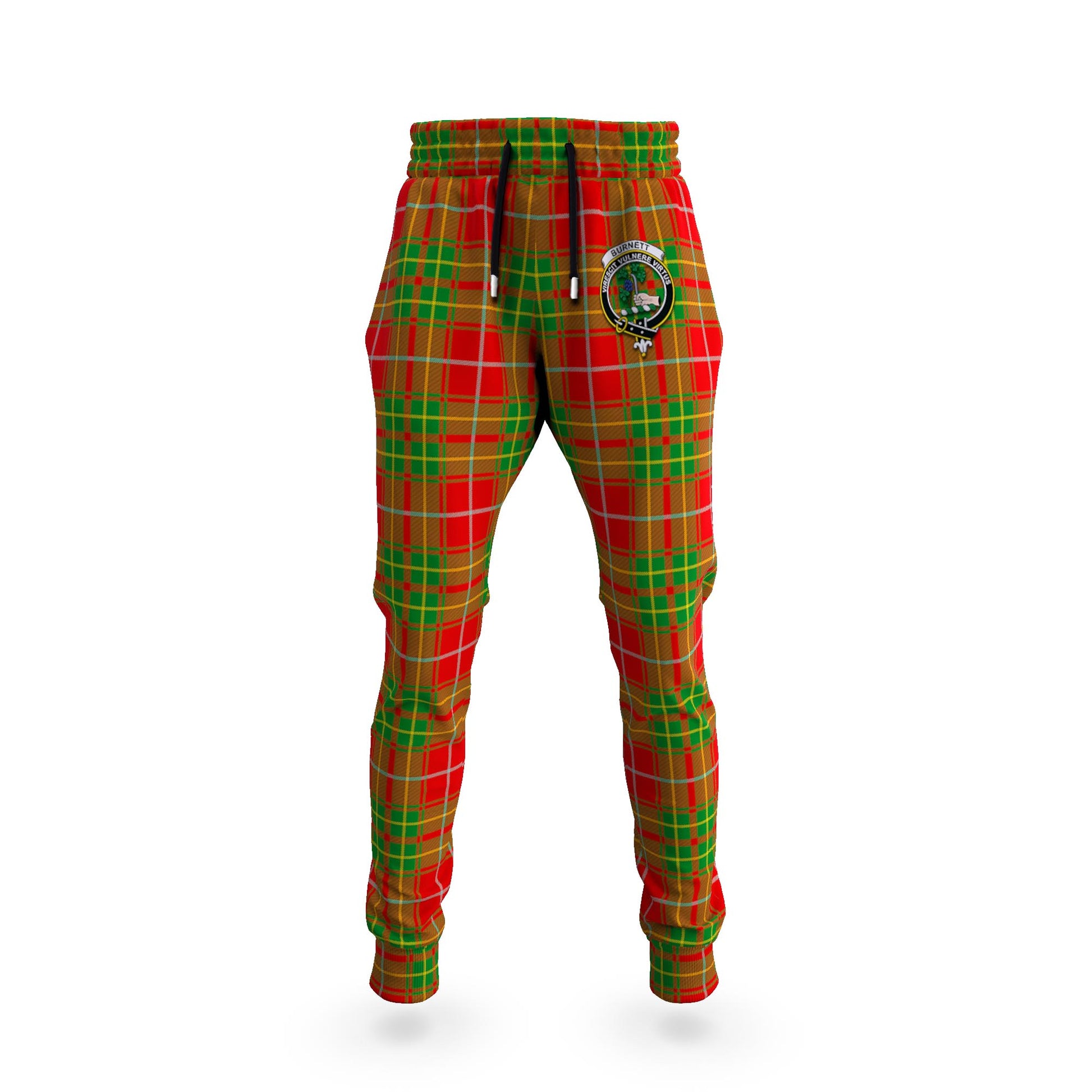 Burnett Tartan Joggers Pants with Family Crest 5XL - Tartan Vibes Clothing