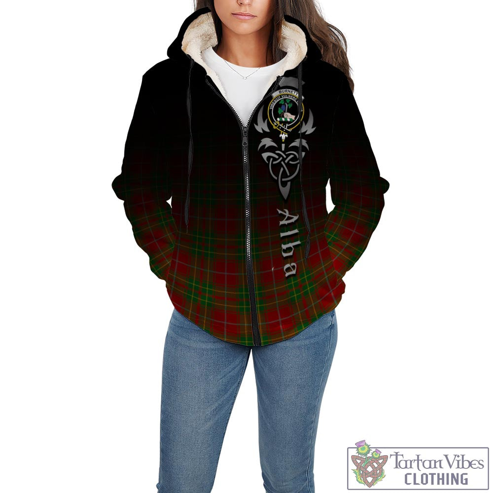 Tartan Vibes Clothing Burnett Ancient Tartan Sherpa Hoodie Featuring Alba Gu Brath Family Crest Celtic Inspired