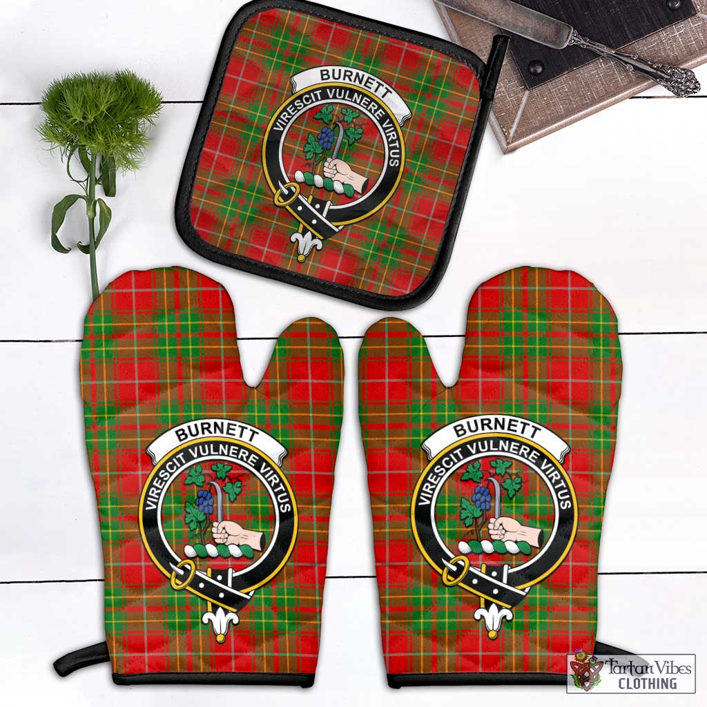 Tartan Vibes Clothing Burnett Ancient Tartan Combo Oven Mitt & Pot-Holder with Family Crest