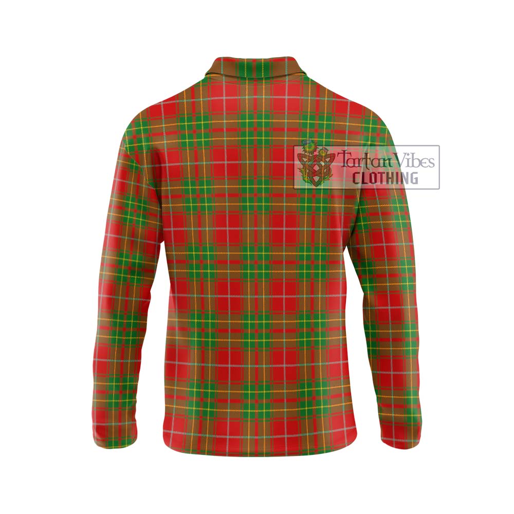 Tartan Vibes Clothing Burnett Ancient Tartan Long Sleeve Polo Shirt with Family Crest DNA In Me Style