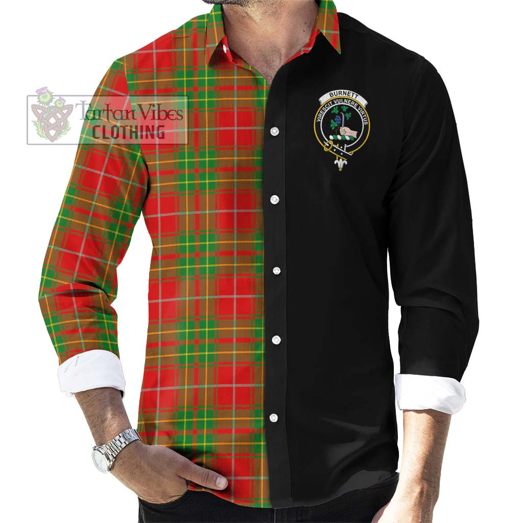 Burnett Tartan Long Sleeve Button Shirt with Family Crest and Half Of Me Style - Tartanvibesclothing Shop