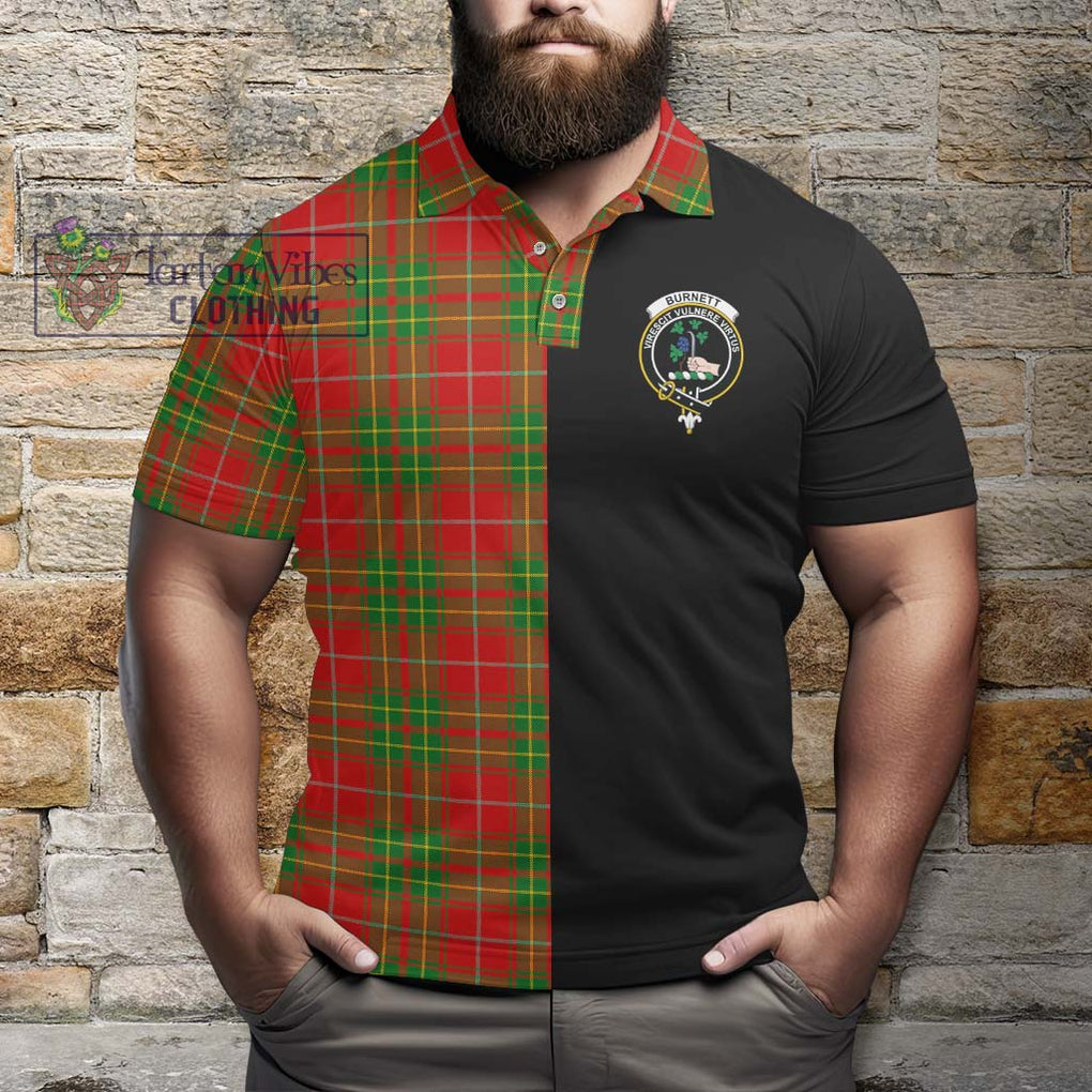 Burnett Tartan Polo Shirt with Family Crest and Half Of Me Style - Tartanvibesclothing Shop