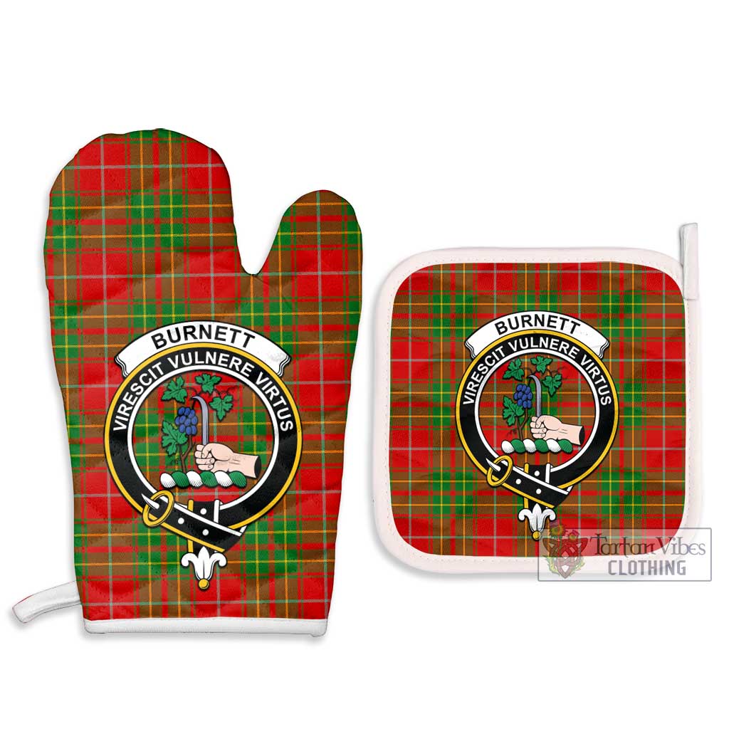 Tartan Vibes Clothing Burnett Ancient Tartan Combo Oven Mitt & Pot-Holder with Family Crest