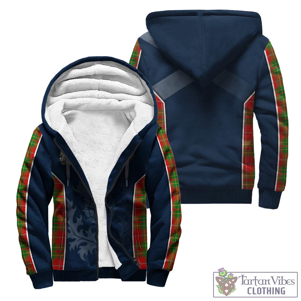 Tartan Vibes Clothing Burnett Ancient Tartan Sherpa Hoodie with Family Crest and Scottish Thistle Vibes Sport Style