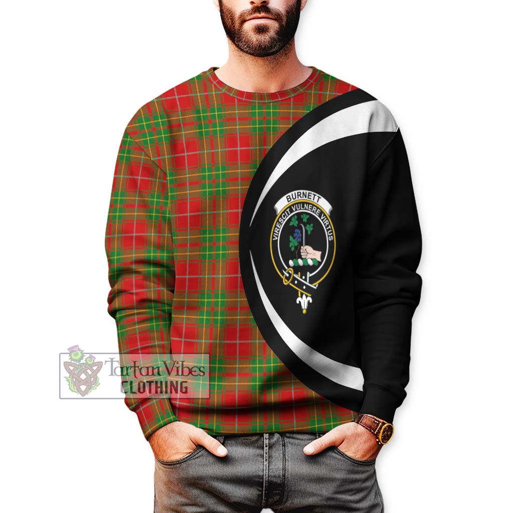 Burnett Tartan Sweatshirt with Family Crest Circle Style - Tartan Vibes Clothing