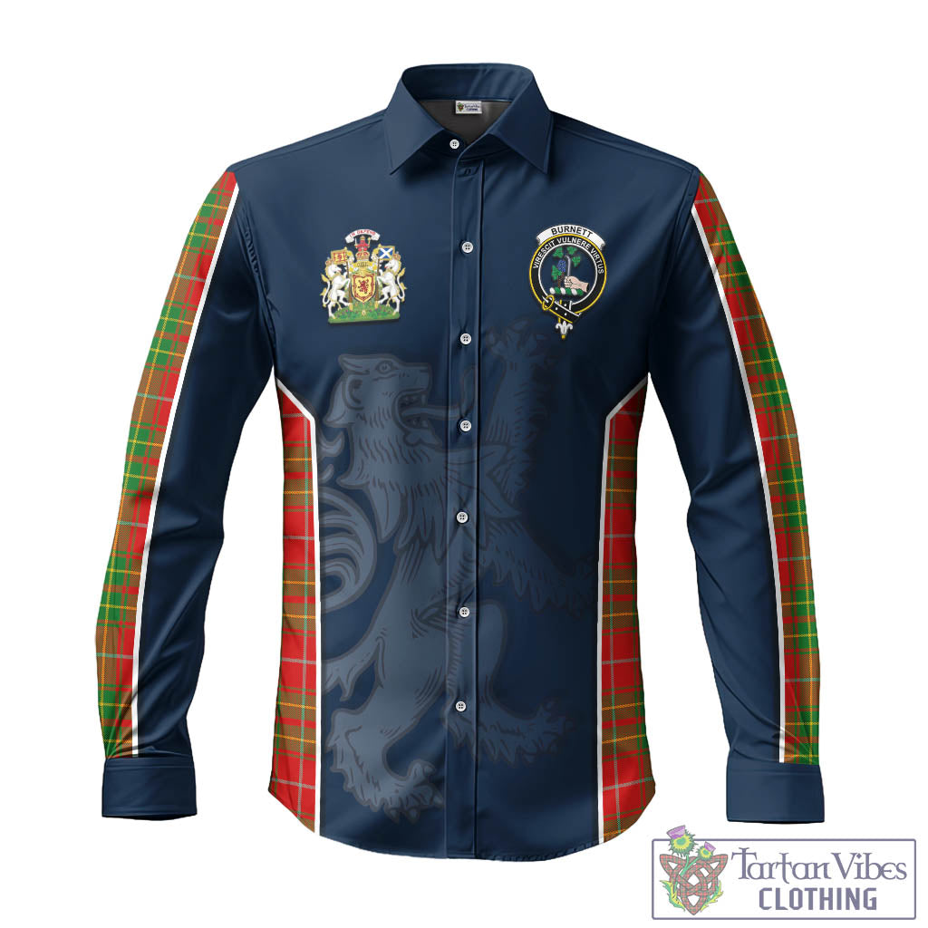 Tartan Vibes Clothing Burnett Ancient Tartan Long Sleeve Button Up Shirt with Family Crest and Lion Rampant Vibes Sport Style