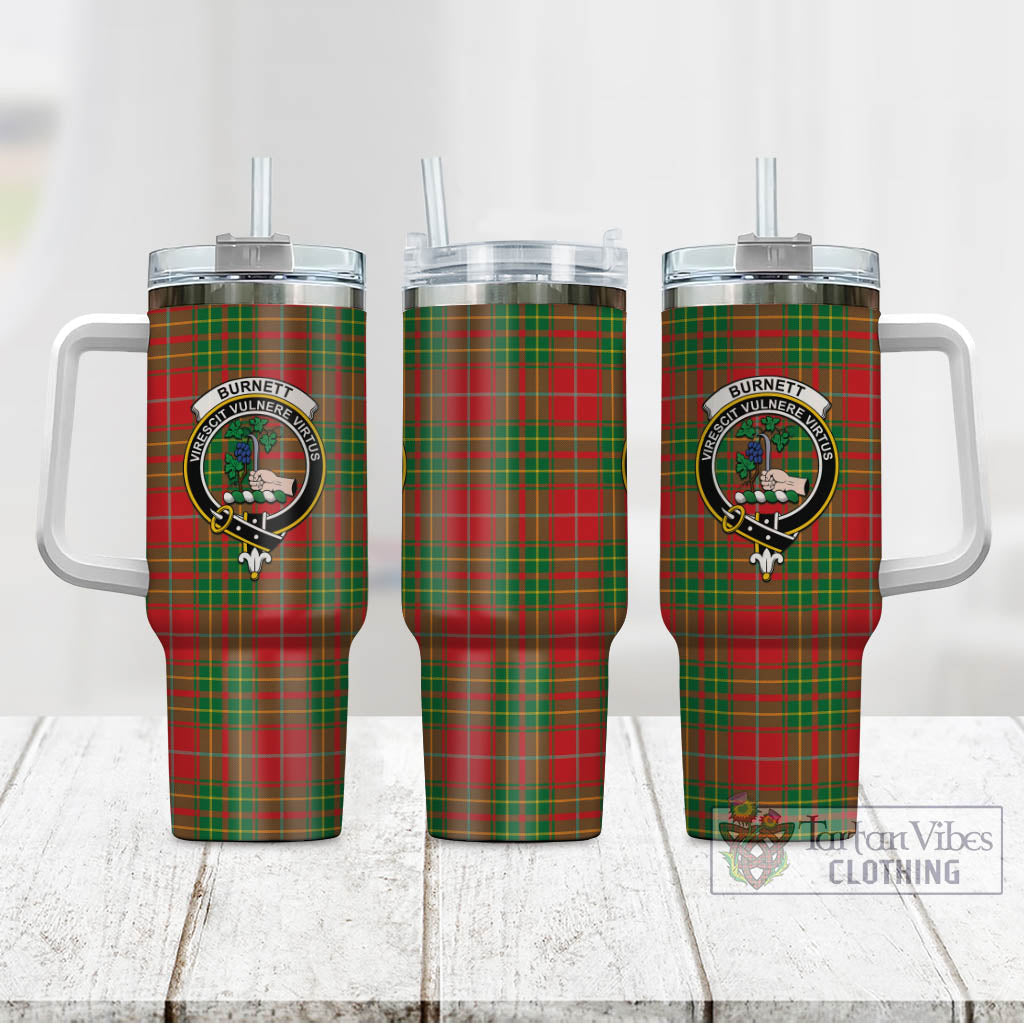 Tartan Vibes Clothing Burnett Ancient Tartan and Family Crest Tumbler with Handle