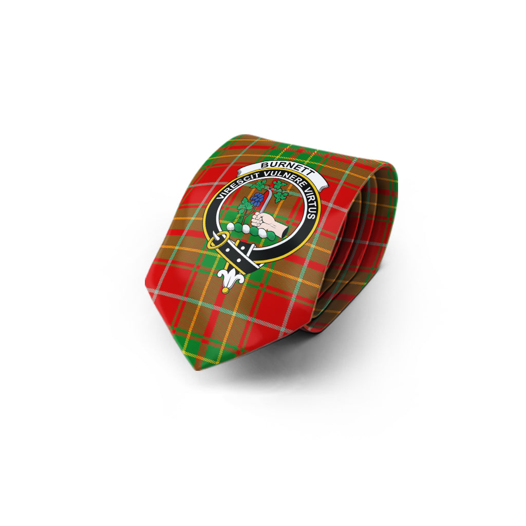 Burnett Tartan Classic Necktie with Family Crest - Tartan Vibes Clothing