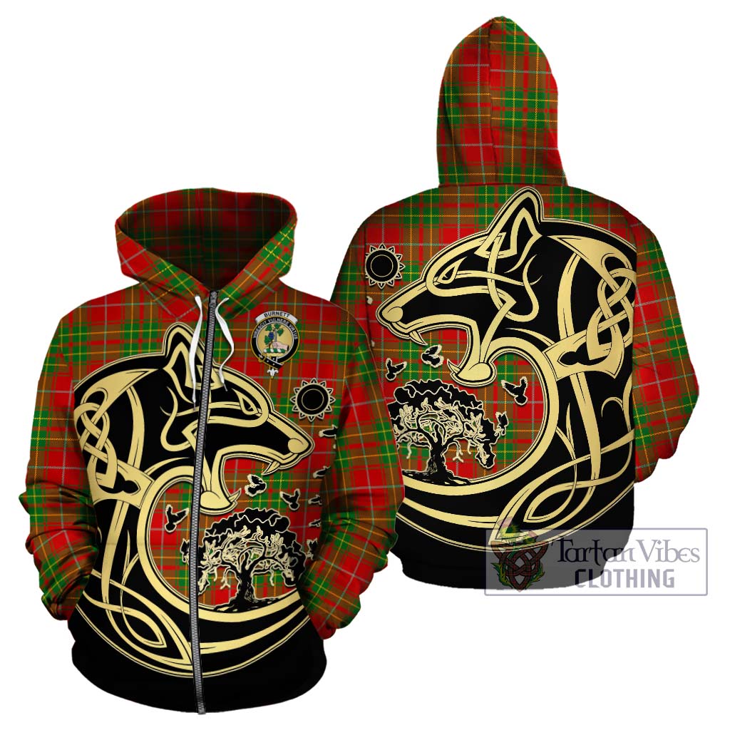 Tartan Vibes Clothing Burnett Ancient Tartan Hoodie with Family Crest Celtic Wolf Style