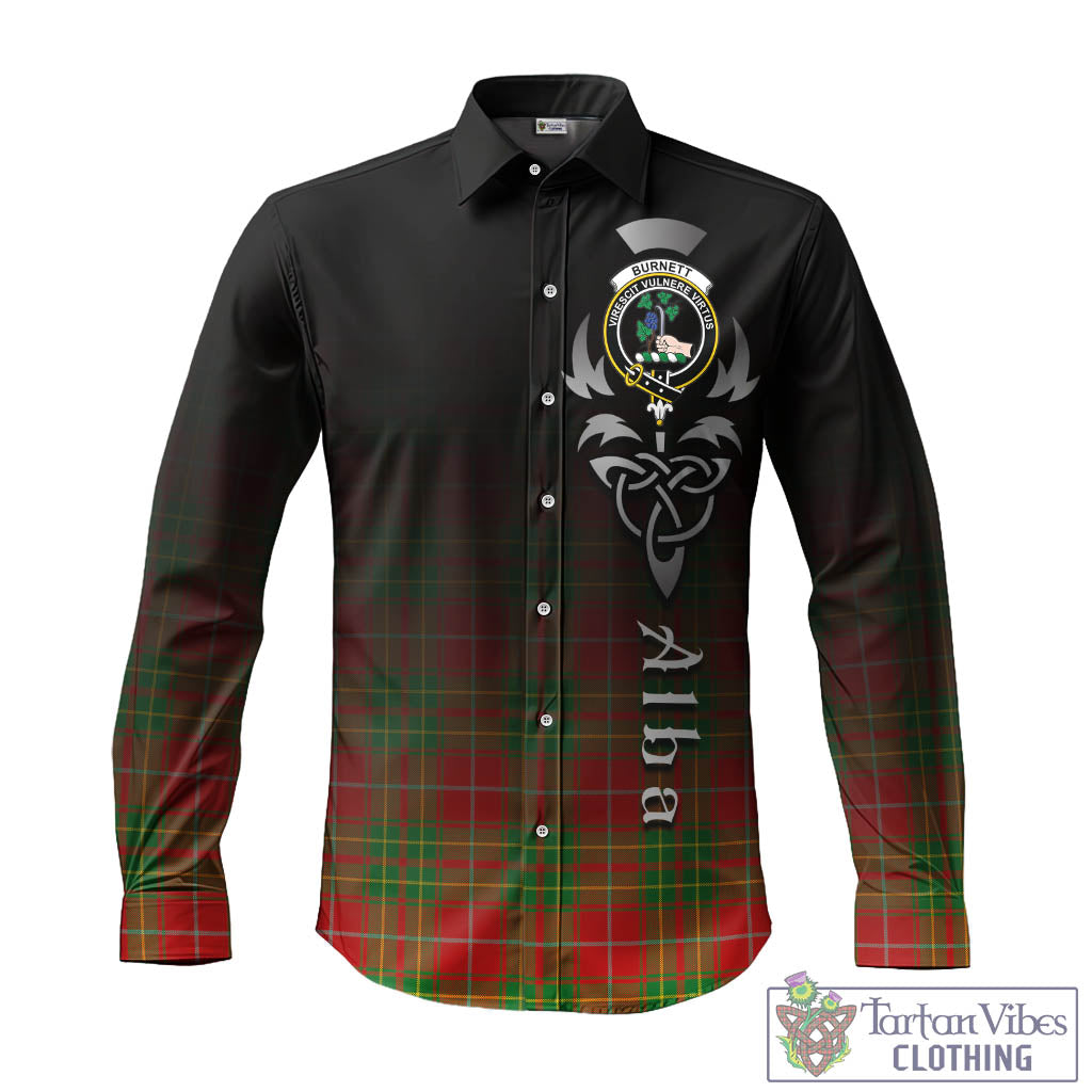 Tartan Vibes Clothing Burnett Ancient Tartan Long Sleeve Button Up Featuring Alba Gu Brath Family Crest Celtic Inspired