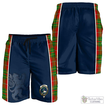 Burnett Ancient Tartan Men's Shorts with Family Crest and Lion Rampant Vibes Sport Style