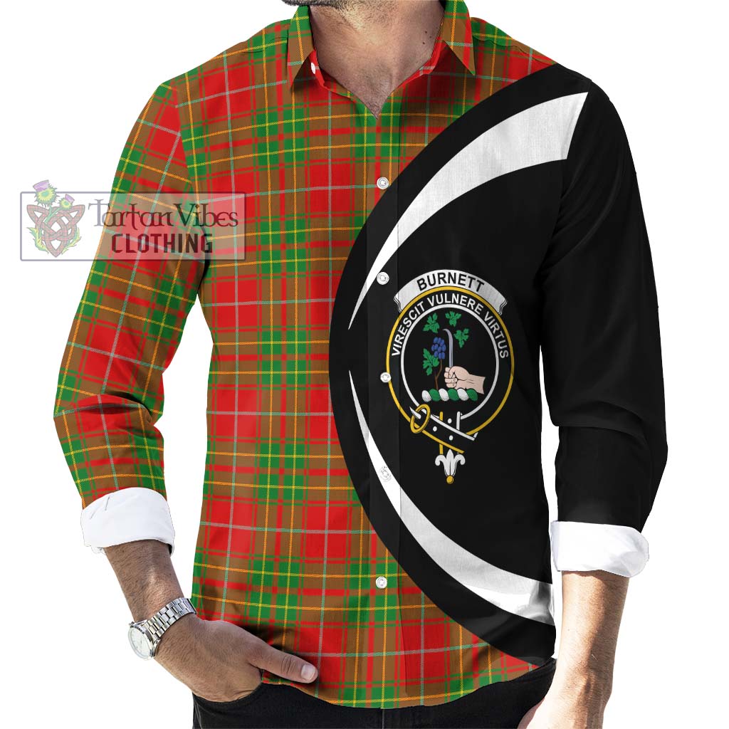 Tartan Vibes Clothing Burnett Ancient Tartan Long Sleeve Button Up with Family Crest Circle Style