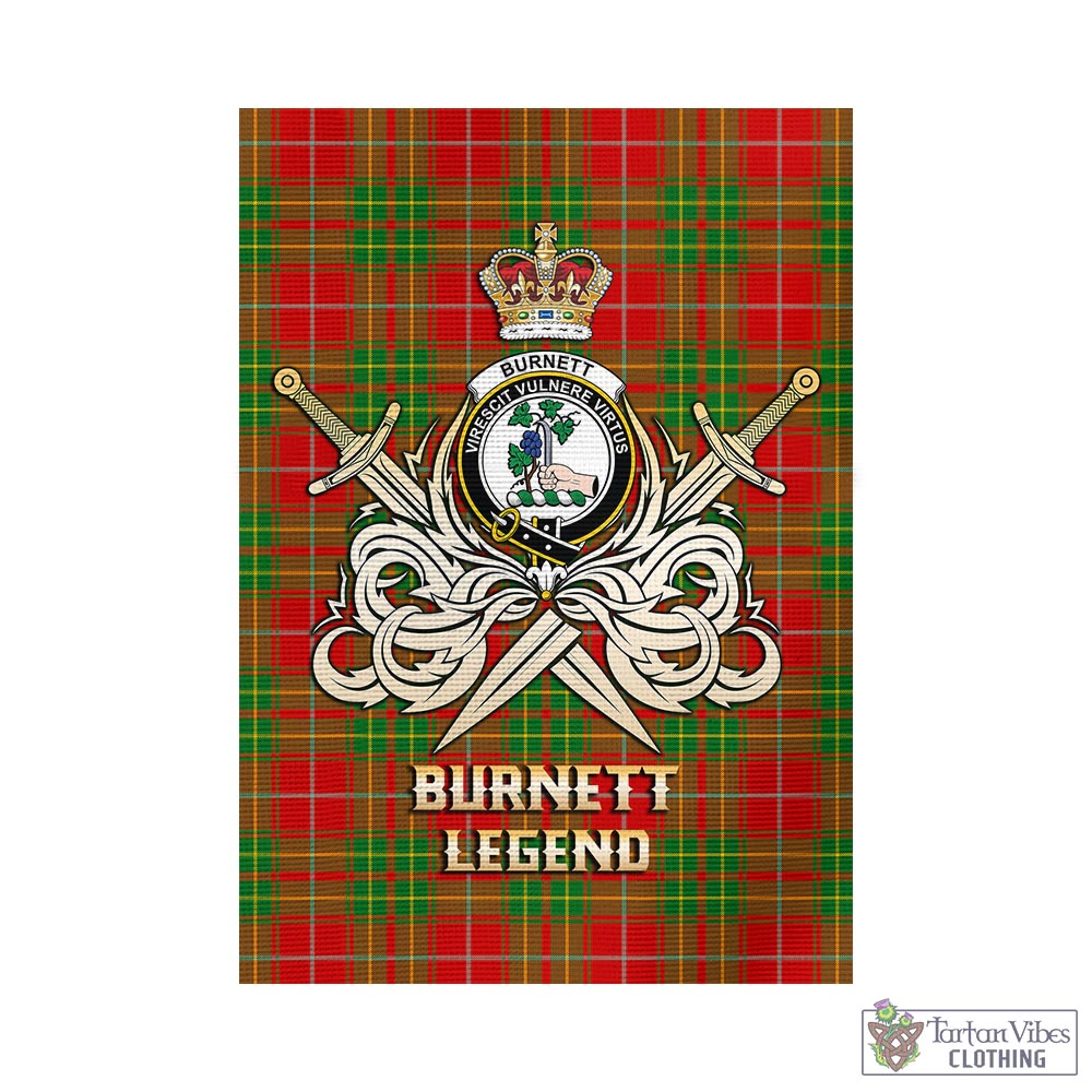 Tartan Vibes Clothing Burnett Ancient Tartan Flag with Clan Crest and the Golden Sword of Courageous Legacy