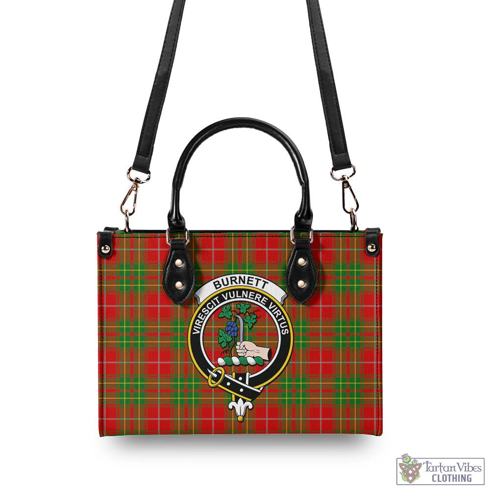 Tartan Vibes Clothing Burnett Ancient Tartan Luxury Leather Handbags with Family Crest