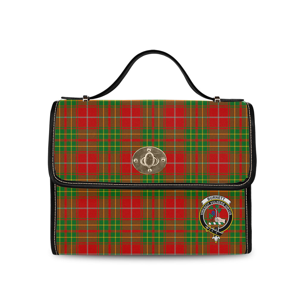 Burnett Ancient Tartan Leather Strap Waterproof Canvas Bag with Family Crest