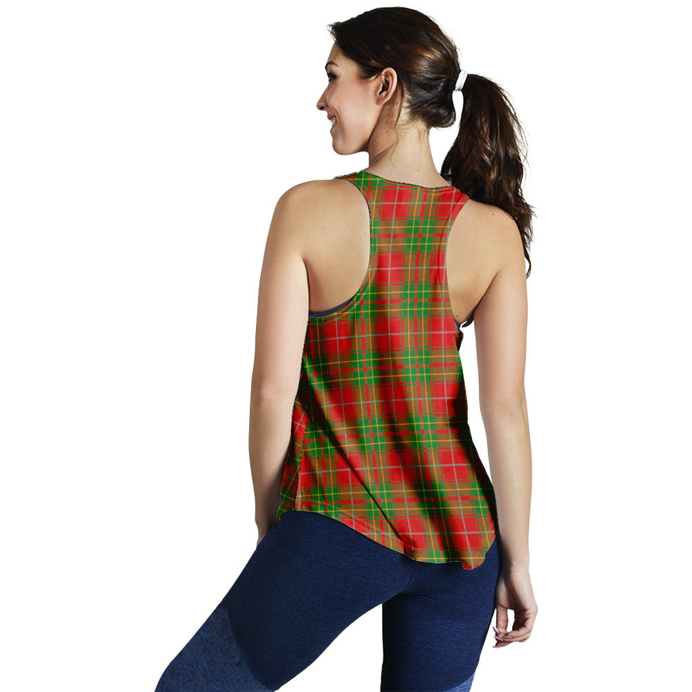 Burnett Ancient Tartan Women Racerback Tanks with Family Crest